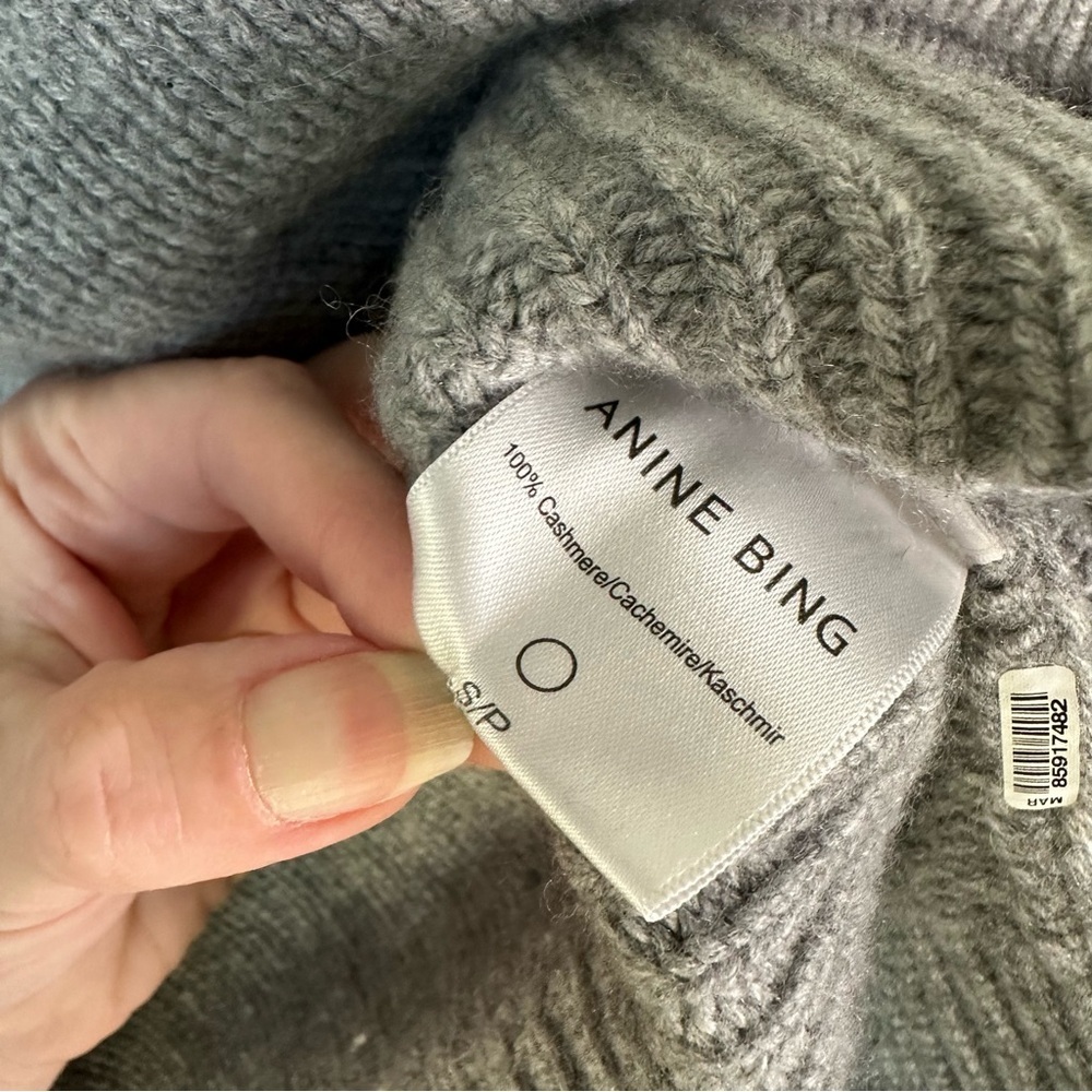 ANINE BING Rosie Gray Pullover Knit Cashmere Sweater SZ S - Picture 6 of 9